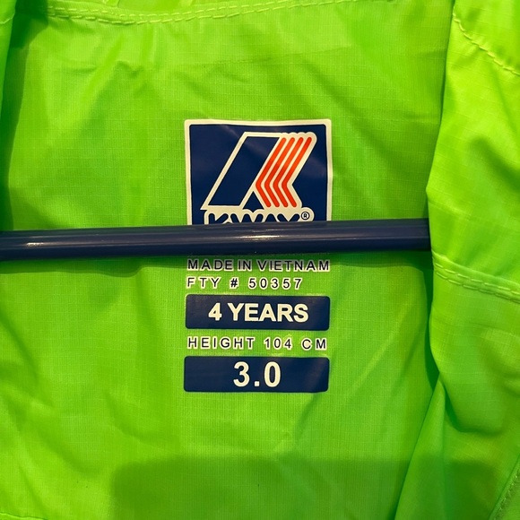 Kids K-Way Rain Jacket Neon Green Packable Size 4 Years - Picture 5 of 15